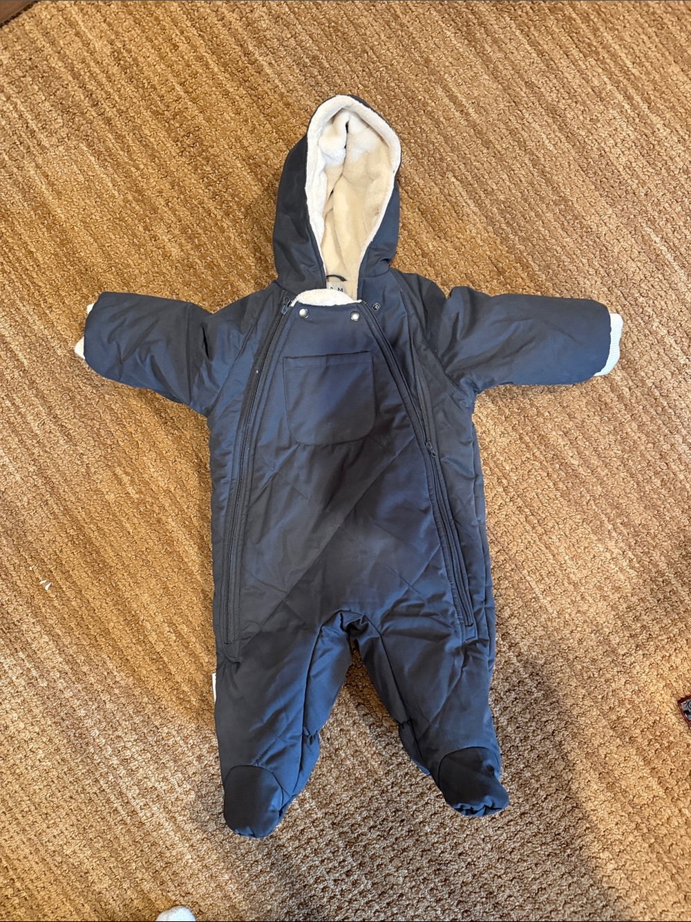 Navy Hooded Infant Footed Winter Bunting